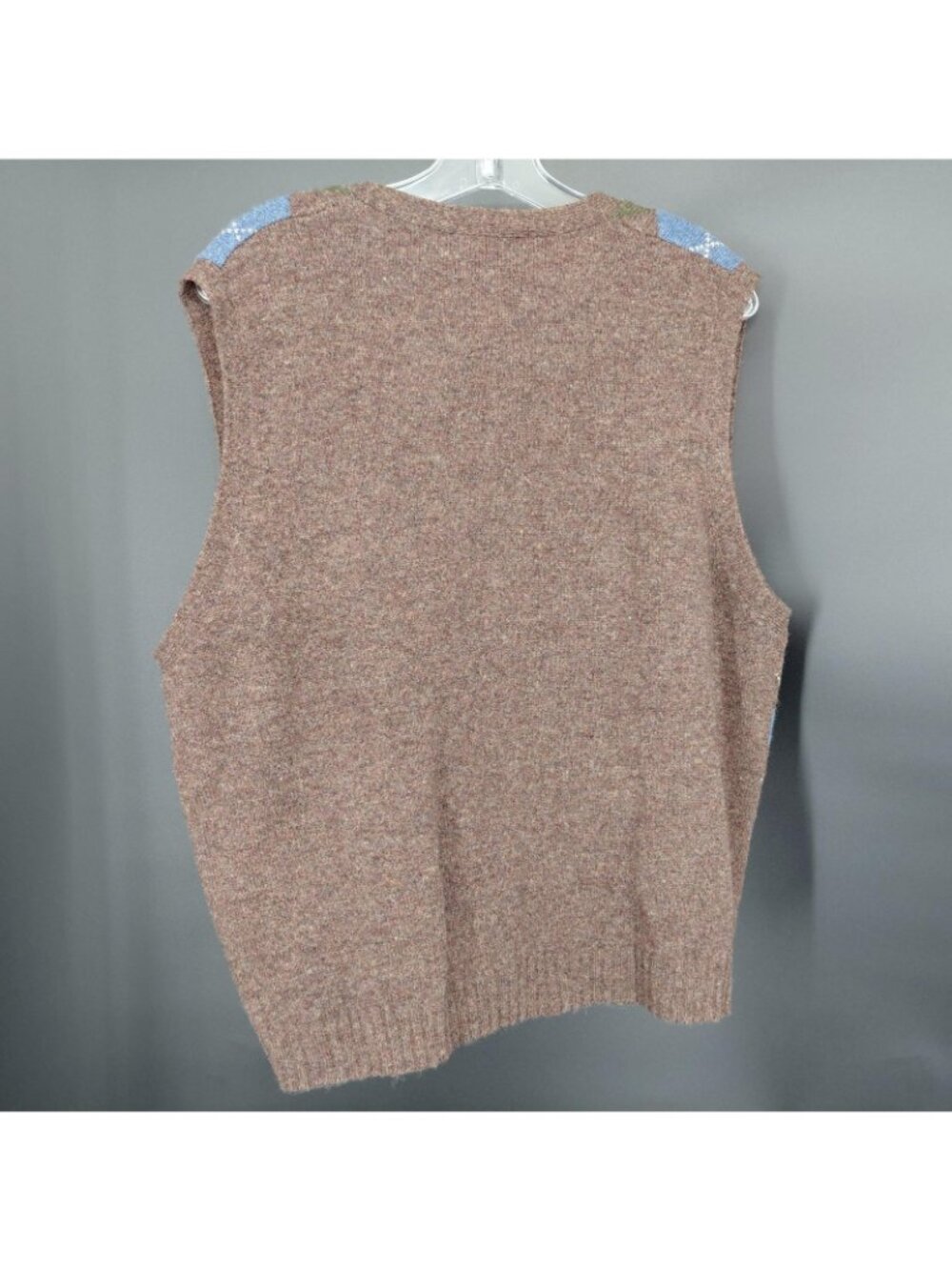 Vint Lands' End Sweater Vest Womens Large Brown Argyle Lambswool Preppy Academia - Picture 11 of 13